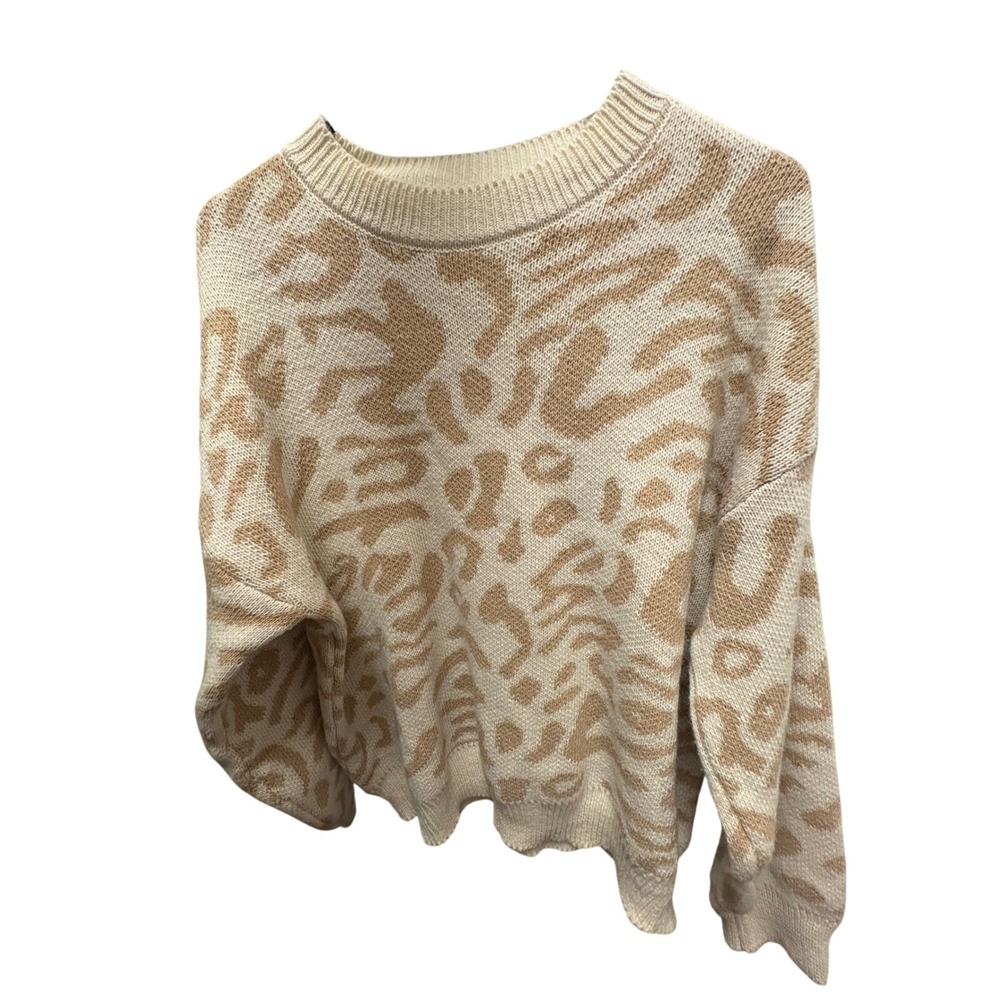 SHEIN Beige Animal Print Knit Sweaterâ â Size M
